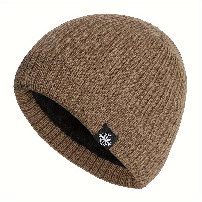 Velvet Knitted Beanie Ear Protection Hat for Outdoor Winter Activities
