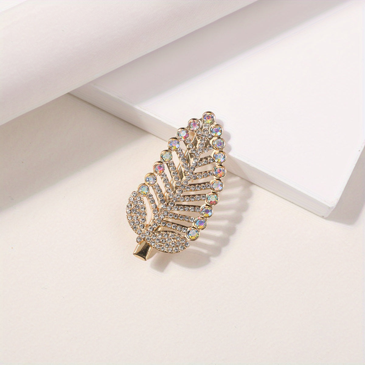 Rhinestone Leaf Hair Clip Glitter Duck Billed Clip Style Hair Clip