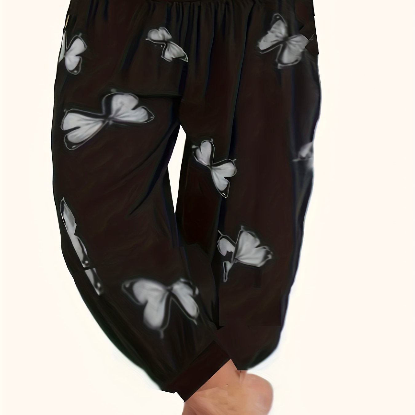 Women's Plus Butterfly Print Waist High Rise Jogger Pants
