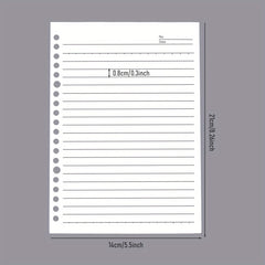 60pcs A5 B5 Horizontal Line Loose Leaf Paper Refill 20 Holes 26 Holes