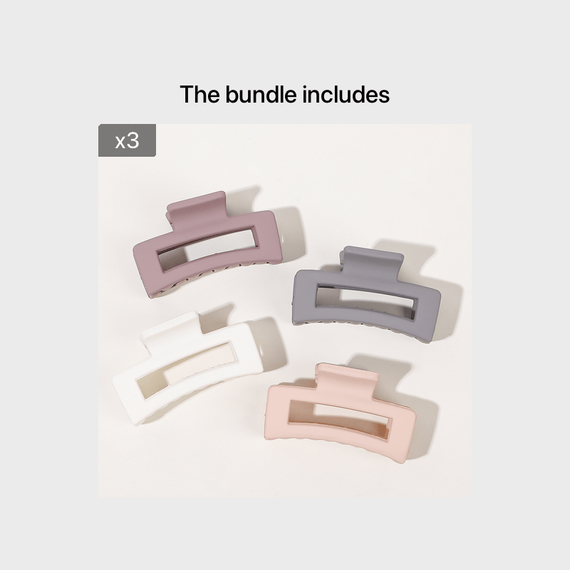 4pcs Frosted Square Hair Clips Hollow Hair Claw For Girls And Women