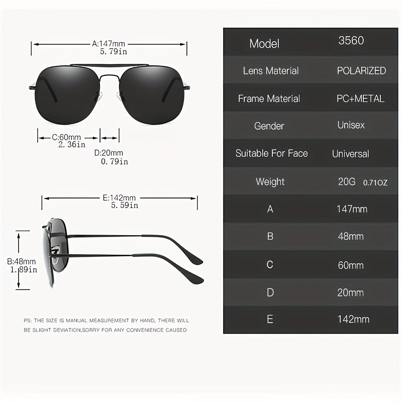 Unisex Aviator Sunglasses Oversized Polarized Sunscreen Glasses