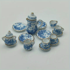 Ethnic Style Ceramic Dollhouse Tea Set with Cloth, Ideal for Mini Food Games