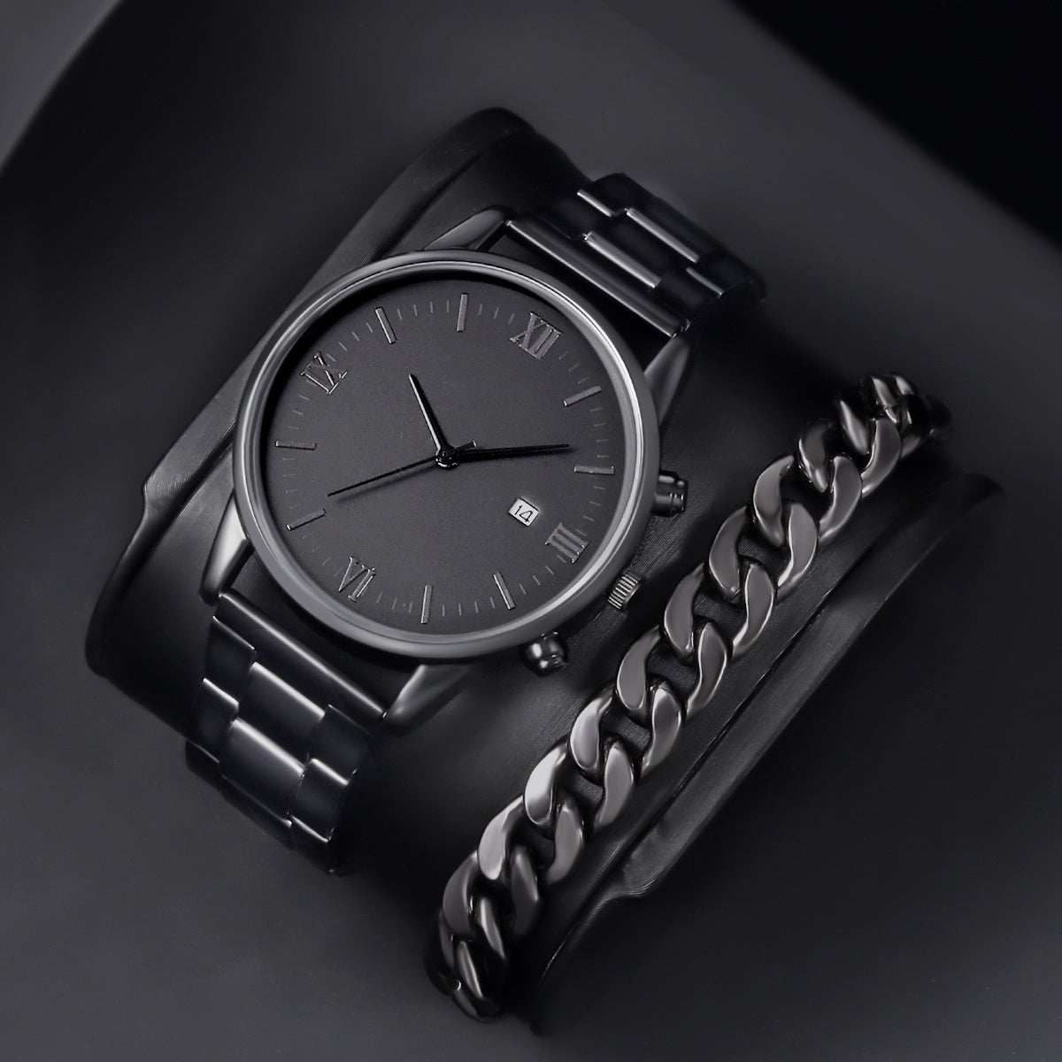 Men's Quartz Watch & Bracelet Set