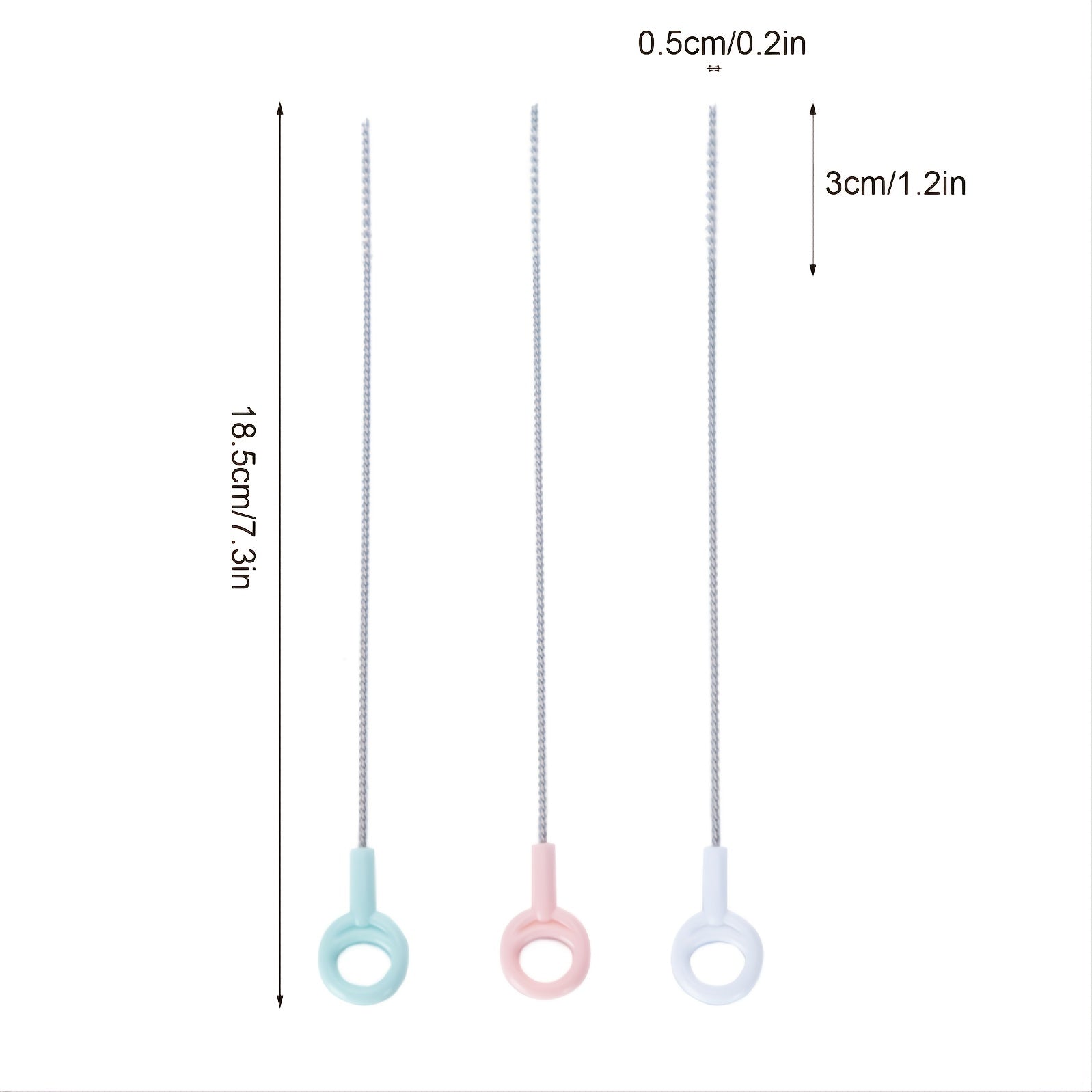 3pc Pipe Cleaners Straw Cleaning Brush Kit 7.3in