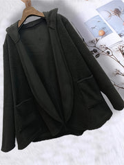  Open Up Hooded Cardigan With Pockets