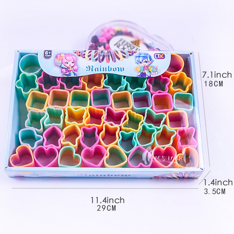 48pcs Mini Rainbow Circle Toys Five star Spring Stacking Party in Colorful Box