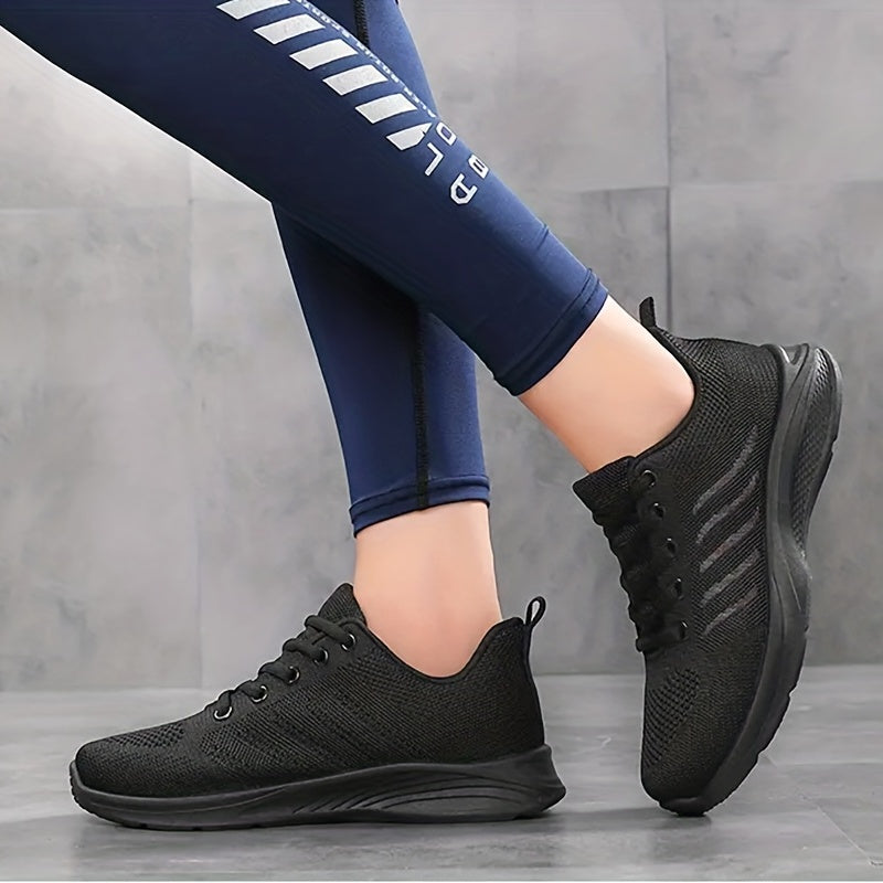 Women's Casual Knit Sneakers Low Top Lace Up Shoes