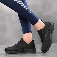 Women's Casual Knit Sneakers Low Top Lace Up Shoes