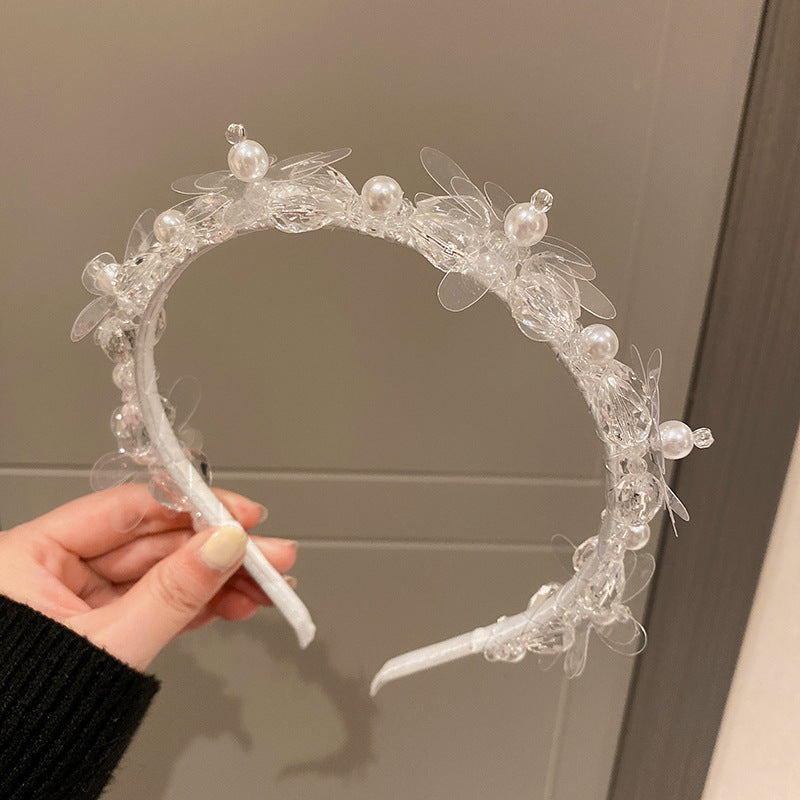 Faux Pearl Crystal Flower Hairband Sweet Headband Hair Accessories