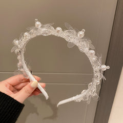 Faux Pearl Crystal Flower Hairband Sweet Headband Hair Accessories