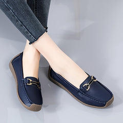 Metal Buckle Decor Loafers Soft & Lightweight Flat Loafers