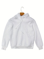 Solid Texture Hoodie Long Sleeve Sweatshirt