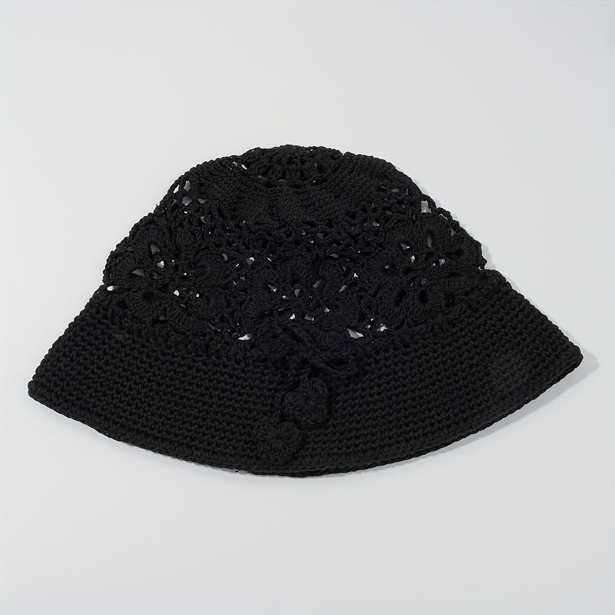 Hollow Flower Bucket Hat Crochet Breathable Sun Hat for Women