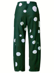  Polka Dot High Waist Wide Leg Pants