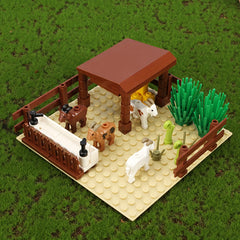 Farm Sheepfold Lamb Goat Tree House Scene Building Blocks Set
