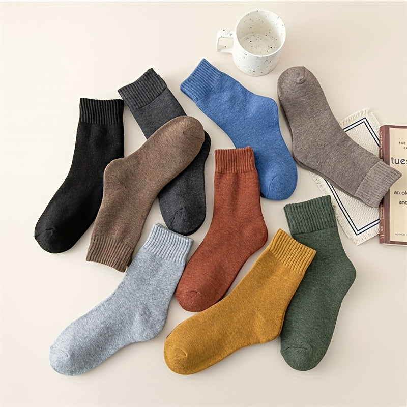 9 Pairs Mixed Ribbed Socks Comfy Warm Mid Tube Women's Stockings