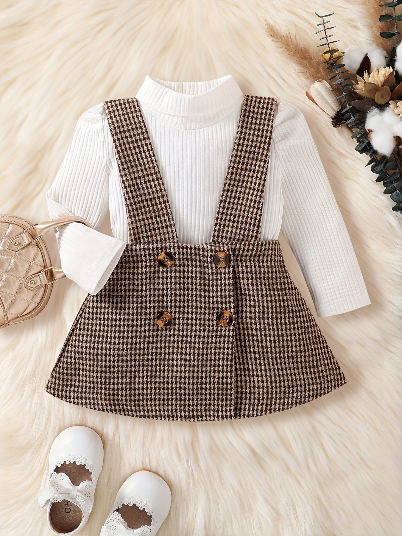 Preppy Style Baby Girls Top and Skirt Set for Autumn