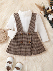 Preppy Style Baby Girls Top and Skirt Set for Autumn