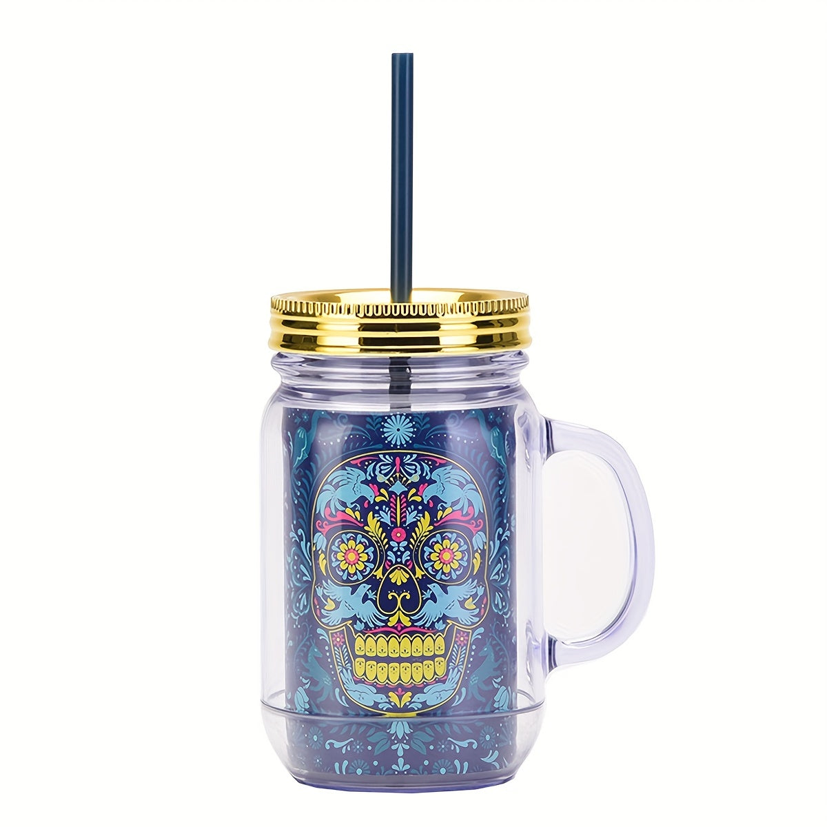 18oz Halloween Skull Water Cup Portable Straw Cup Sealed Carnival Cup