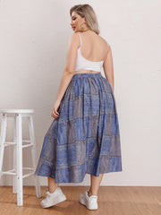  Colorblock Drawstring Maxi Skirt
