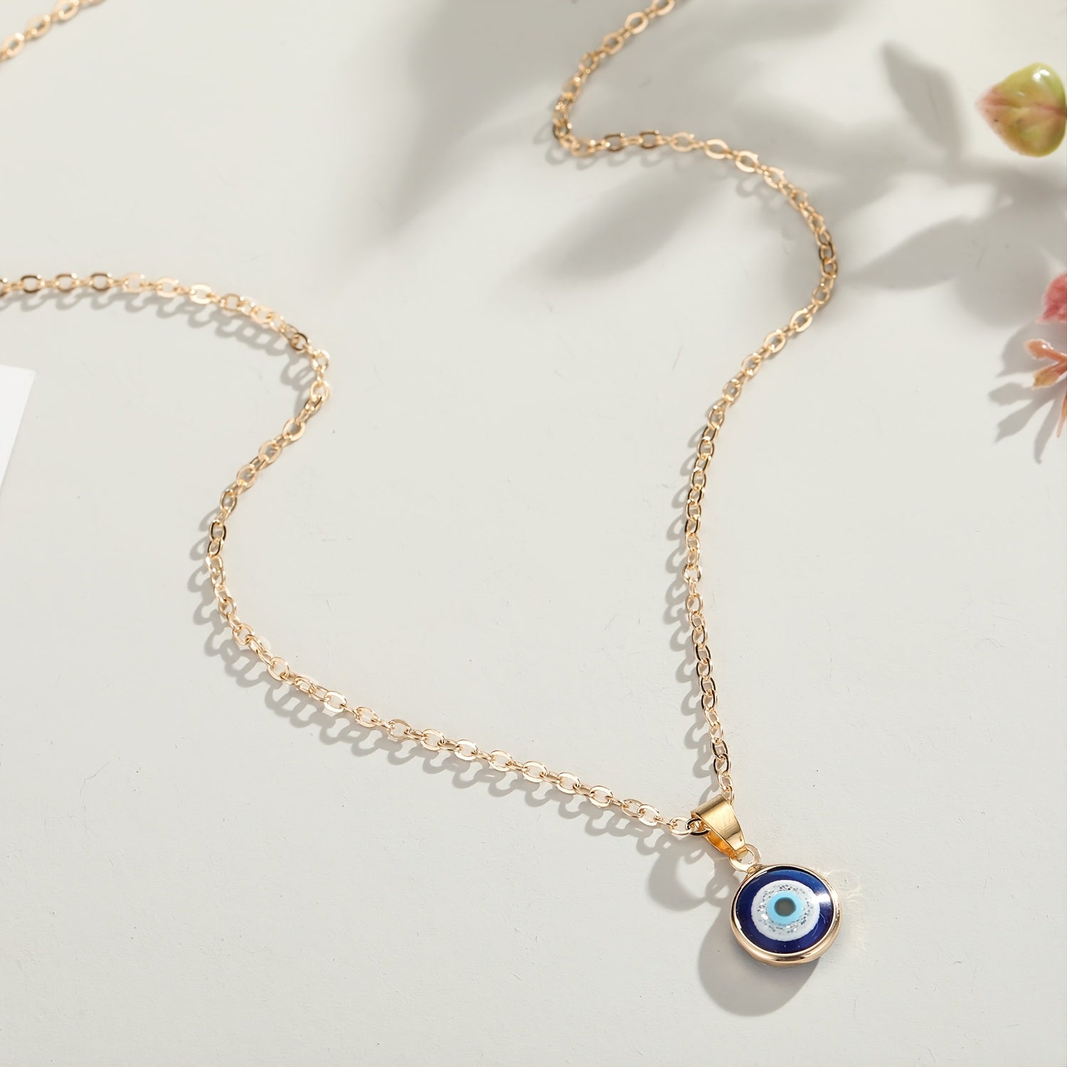 Devil's Eye Shape Pendant Necklace Adjustable Clavicle Chain