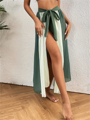Green Maxi Skirt High Waist Sexy Split Beachwear Cover Up