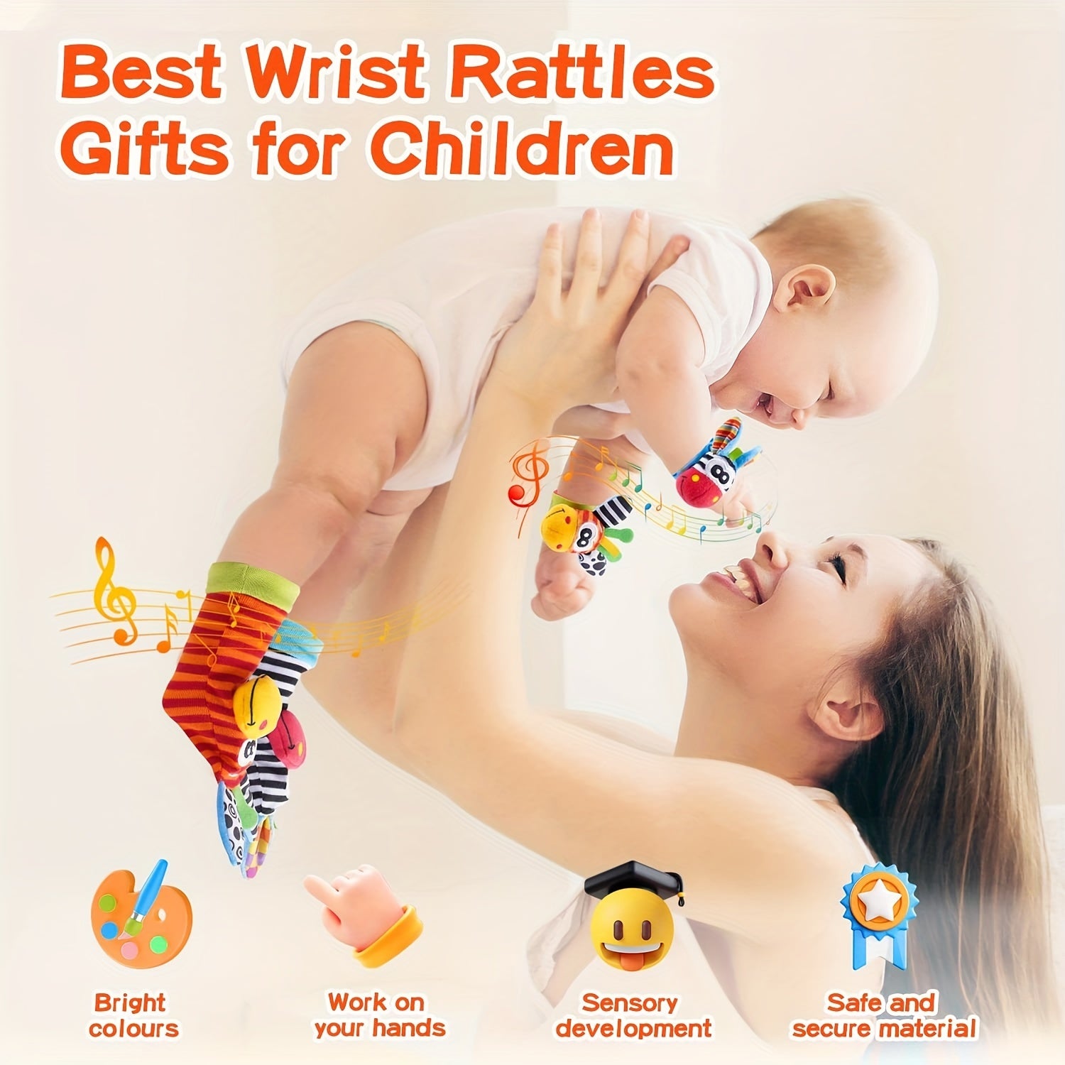 4pcs Baby Wrist Rattles Foot Finder Toys Set