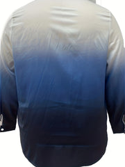  Ombre Print Long Sleeve Button Up Shirt