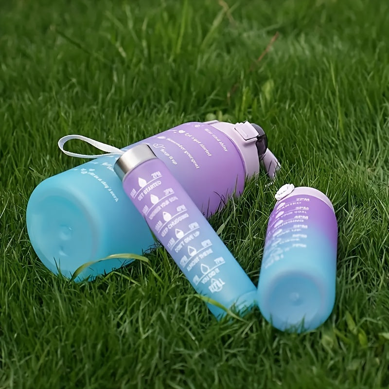 3pcs 300-2000ml Gradient Water Cups, Leakproof Straw, Portable Time Marker