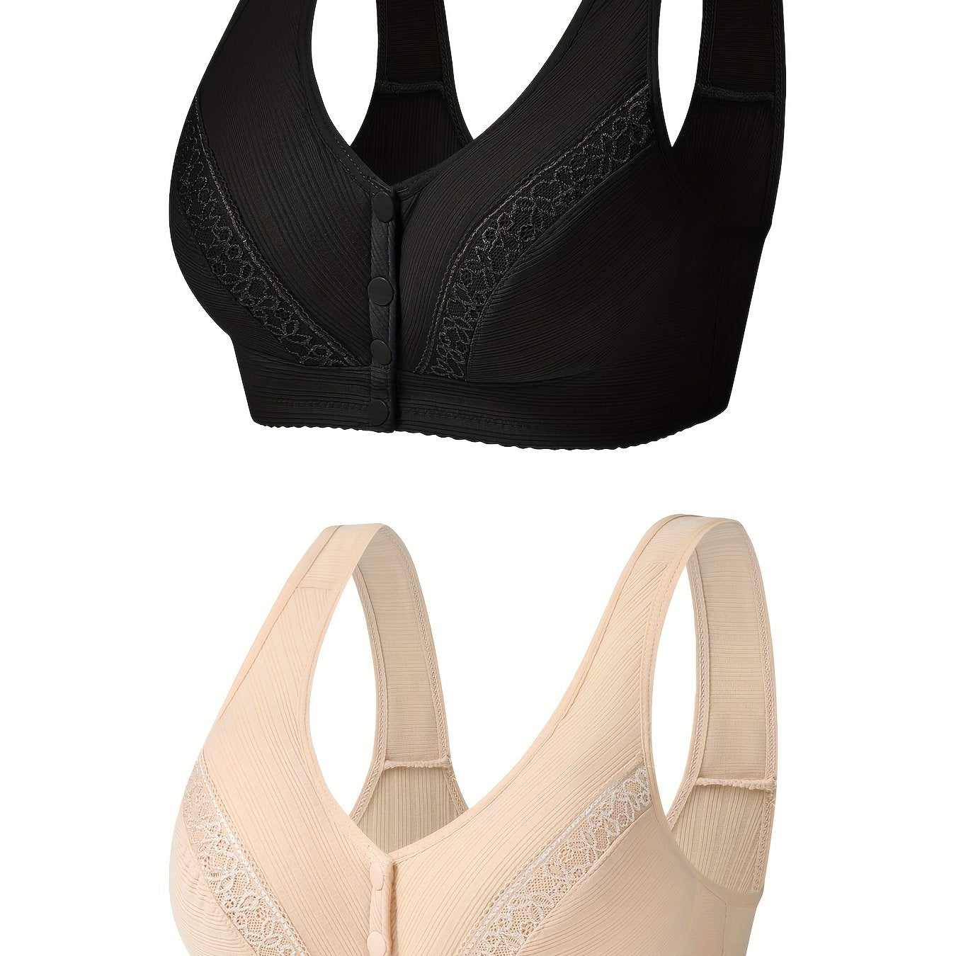 2pcs Front Buckle Wireless Bras Comfy & Breathable Push Up Bra