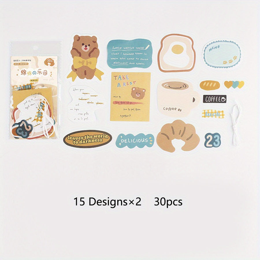 30 Sheets Sponge of Paradise Series Cartoon Journal DIY Collage Decoration