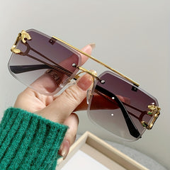 Square Rimless Sunglasses Metal Frameless Y2K Glasses