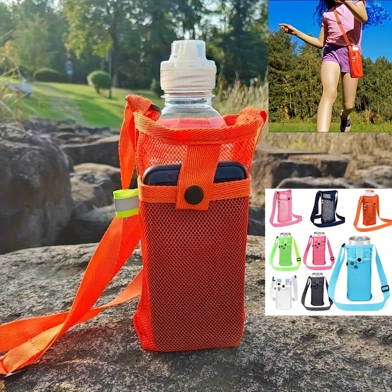 Water Bottle Cover with Phone Holder and Shoulder Strap