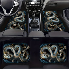 4pcs Dragon Pattern Car Floor Mats Water Absorbent Non-slip Stain Resistant Mats