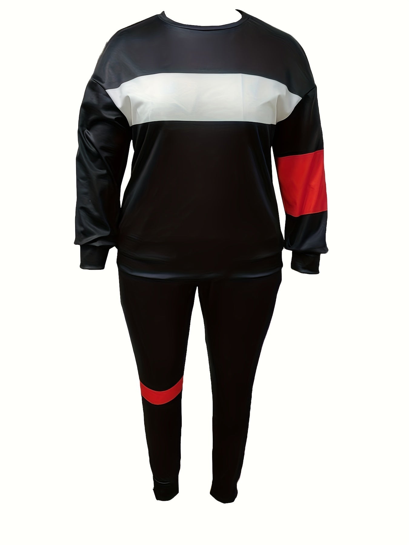  Colorblock Striped Top & Joggers Set