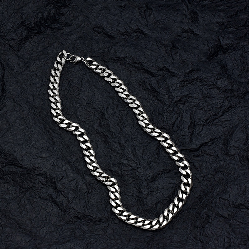 Men's Cuban Chain Necklace Stainless Steel Solid Metal Collar Chain