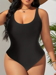  Sexy One Piece Swimsuit Scoop Neck Slim Fit Bathing Suit