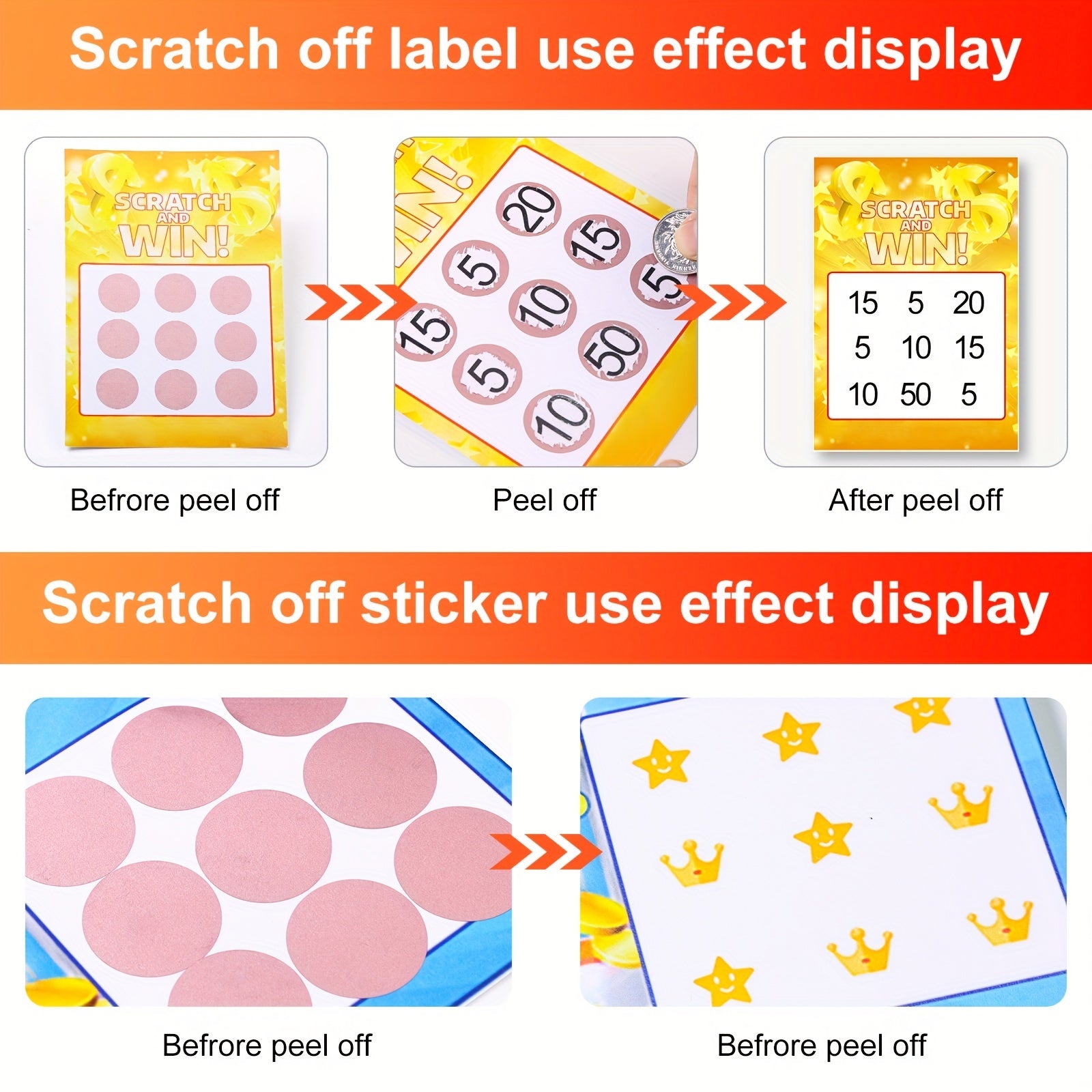 1000pcs 25mm Round Rose Golden Scratch Stickers Self adhesive Scratch Labels