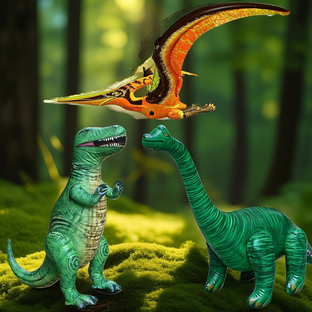 3pcs Inflatable Dinosaur Set: Pterosaur, Brachiosaurus, Tyrannosaurus Rex