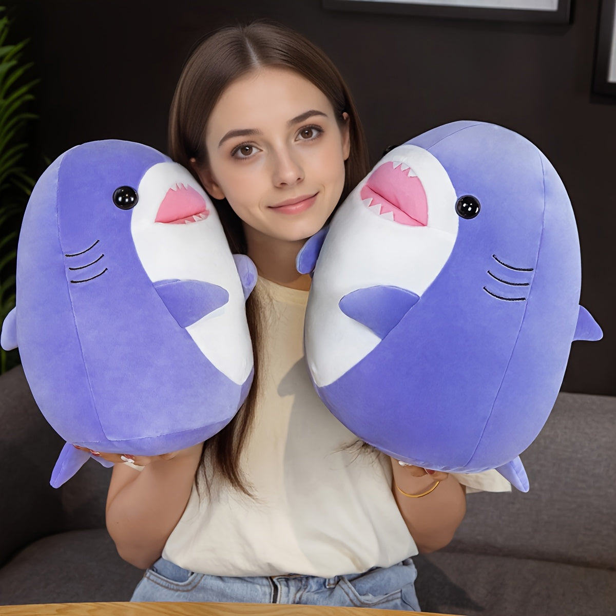 Round Sitting Whale Shark Plush Toy Doll Pillow Home Decoration
