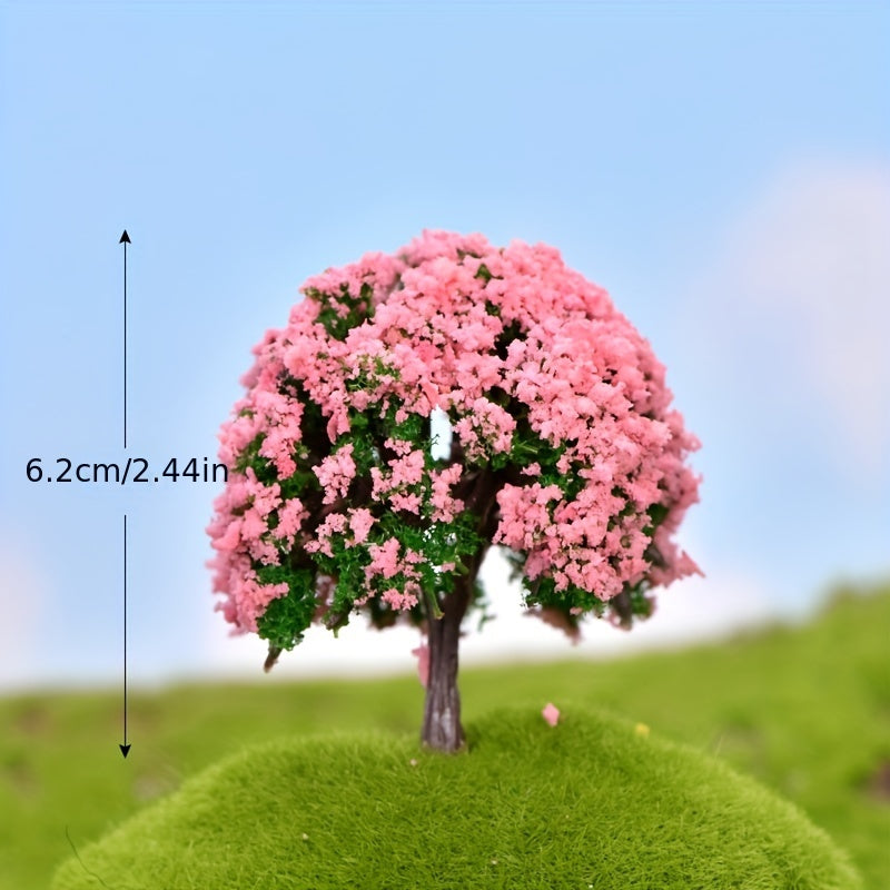 4pcs Garden Decor Micro Landscape Tree Silk Flower Ornaments