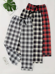 Plaid Lounge Pants Elastic Waist Womens Loungewear