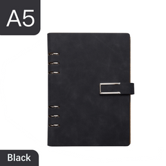 A5 6-Ring Binder Notebook with Leather Cover