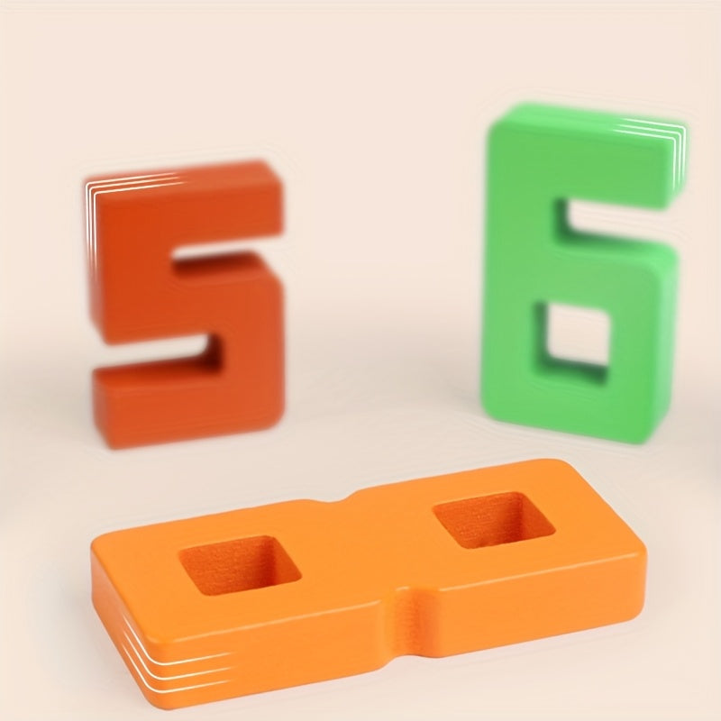 Wooden Number Building Blocks Stack High Math Puzzle Toy