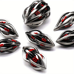 7pcs Metal Hollow Dice Set Polyhedral for Christmas & Halloween