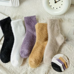 5 Pairs Plush Mid Tube Socks Women's Stockings