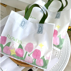 10pcs Tulip Clothing Store Tote Bags Plastic Shopping Gift Bags