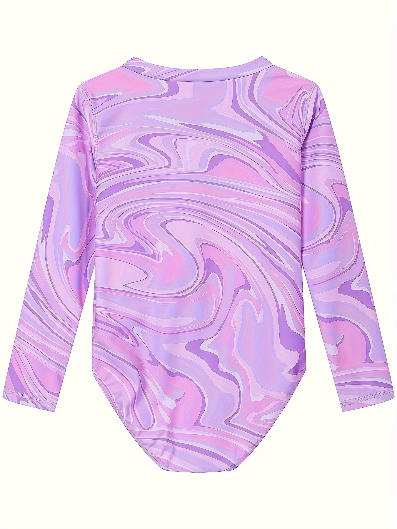 Girls Patterned Long Sleeve Rash Guard Bathing Suit for Summer Surfing