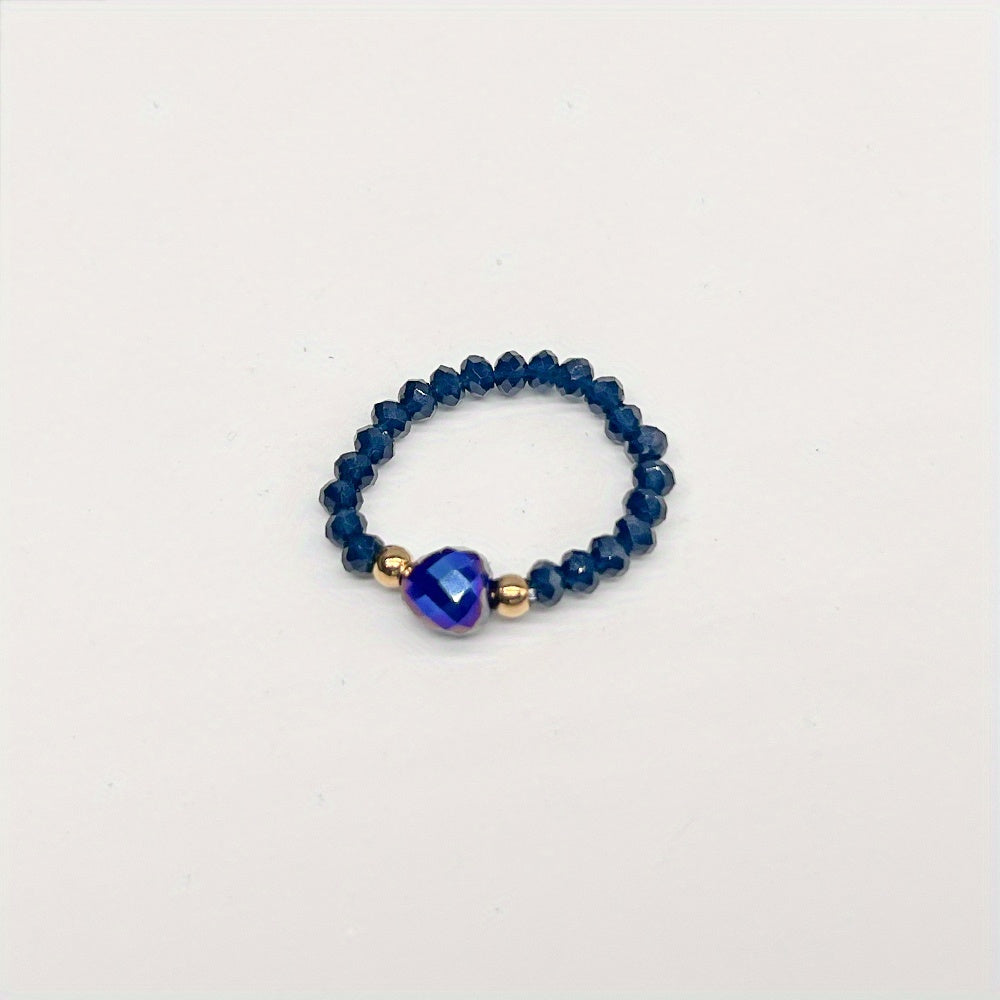Colorful Crystal Glass Beads Ring for Women